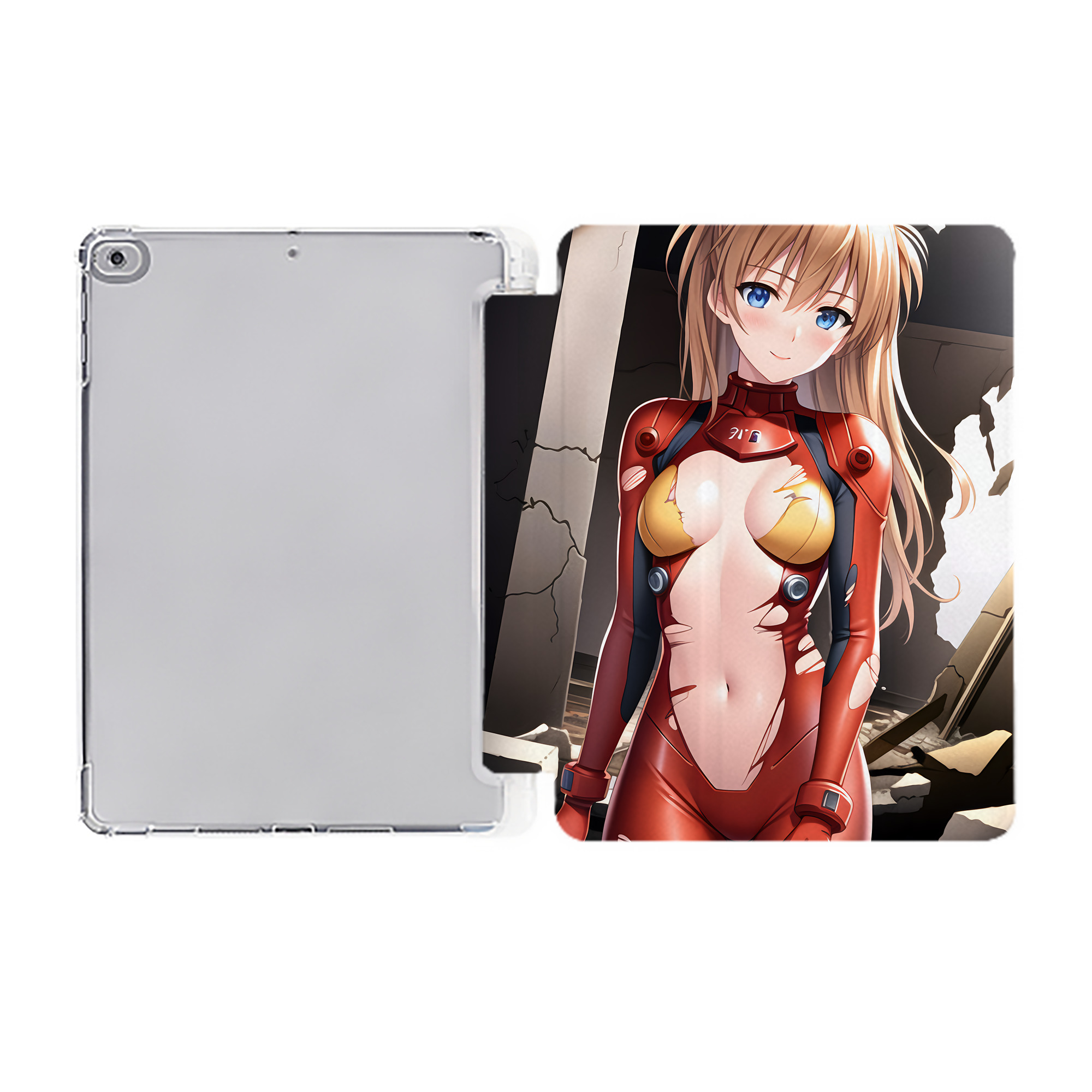 （画像用） EVA 新世紀エヴァンゲリオン IPad ケース ペン収納付き 三つ折りスタンド PUレザー×シリコン 対応機種9.5/10.5/10.9インチ
